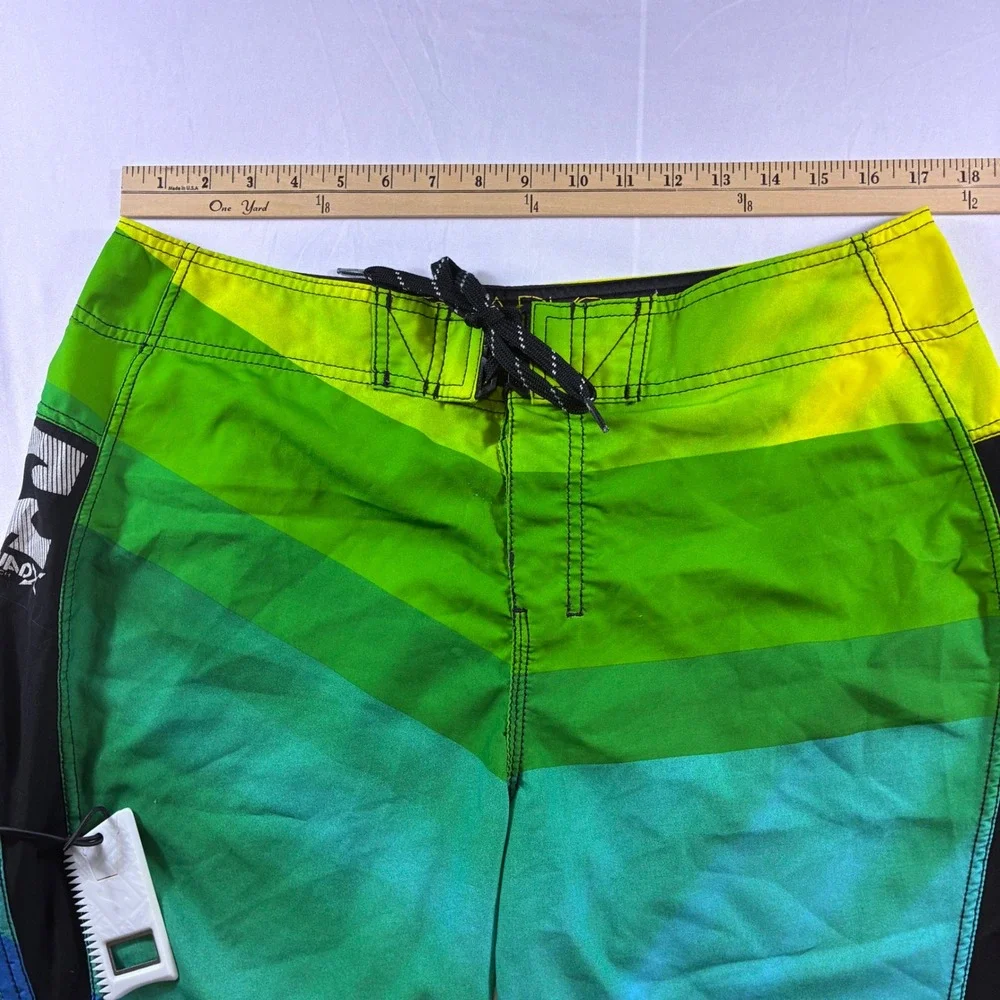 Billabong Platinum Quad X Stretch Board Shorts Mens 36 Green Blue Y2K M104LDOM